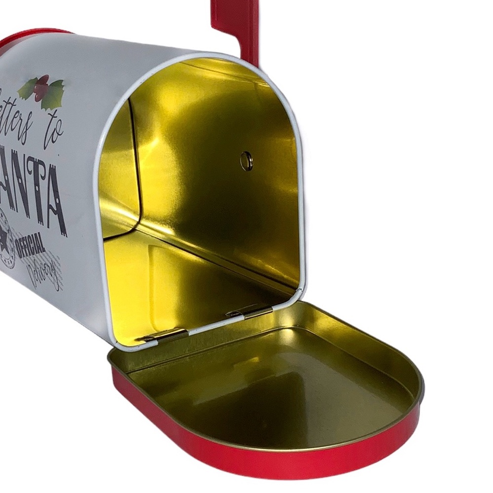 Letters to Santa Christmas Tin Tabletop Mailbox Decoration Red Official Delivery - Picture 7 of 11